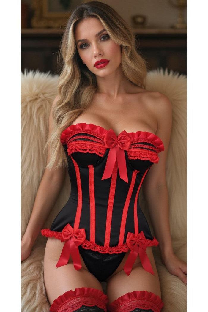 daisy beachwear Top Drawer Black/Red Steel Boned Burlesque Corset