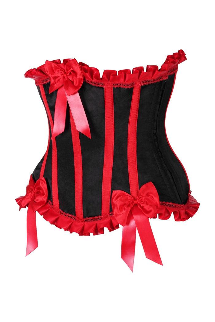 Daisy Beachwear Top Drawer Black/Red Steel Boned Burlesque Underbust Corset Waist Cincher