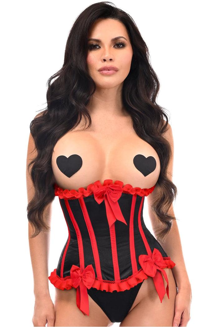 daisy beachwear Top Drawer Black/Red Steel Boned Burlesque Underbust Corset Waist Cincher