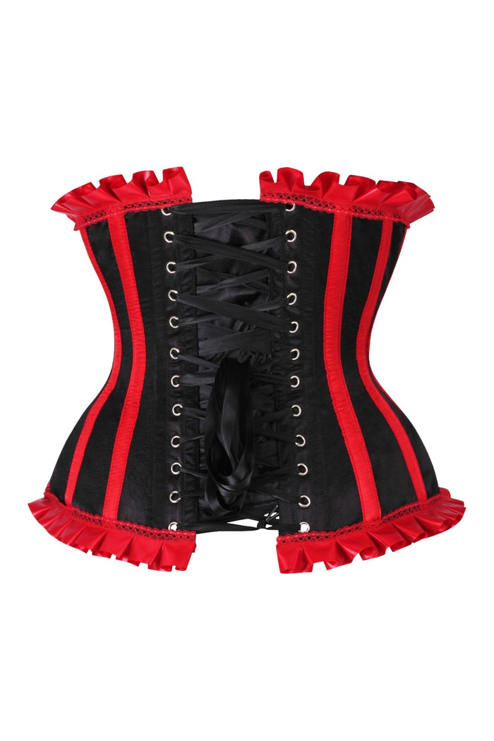 Daisy Beachwear Top Drawer Black/Red Steel Boned Burlesque Underbust Corset Waist Cincher