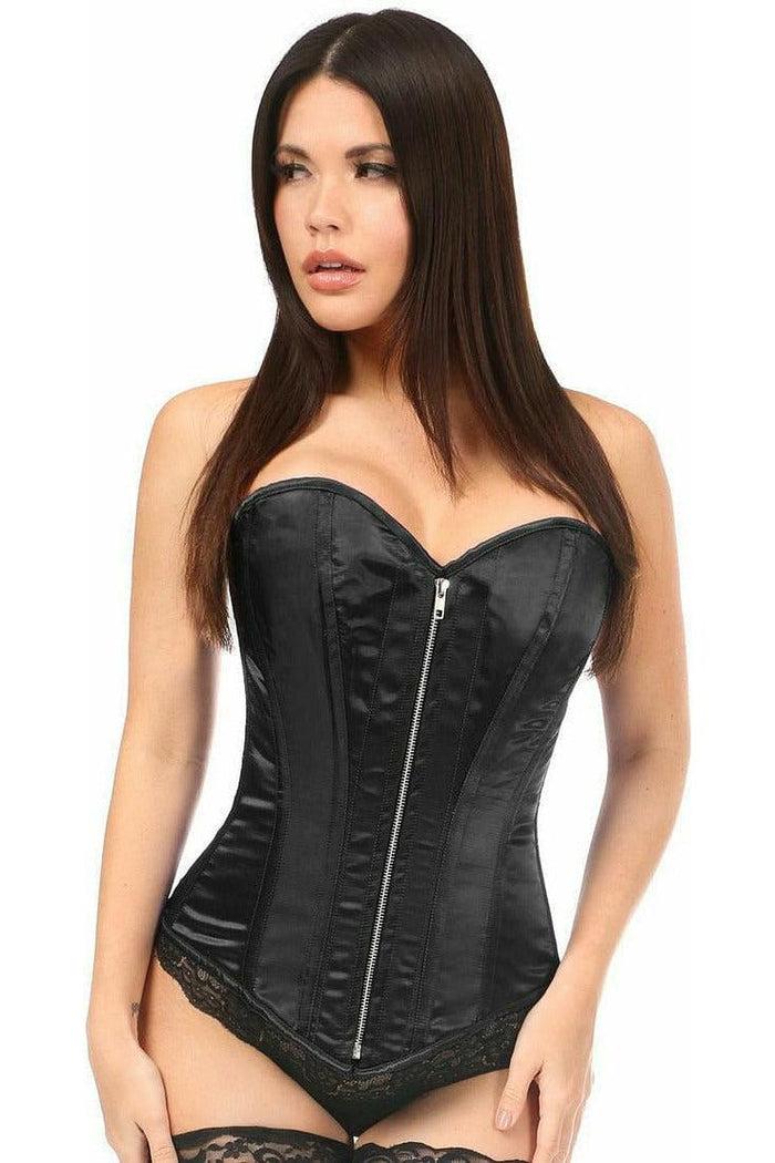daisy beachwear Top Drawer Black Satin Steel Boned Corset