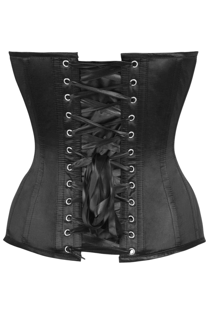 Daisy Beachwear Top Drawer Black Satin Steel Boned Overbust Corset