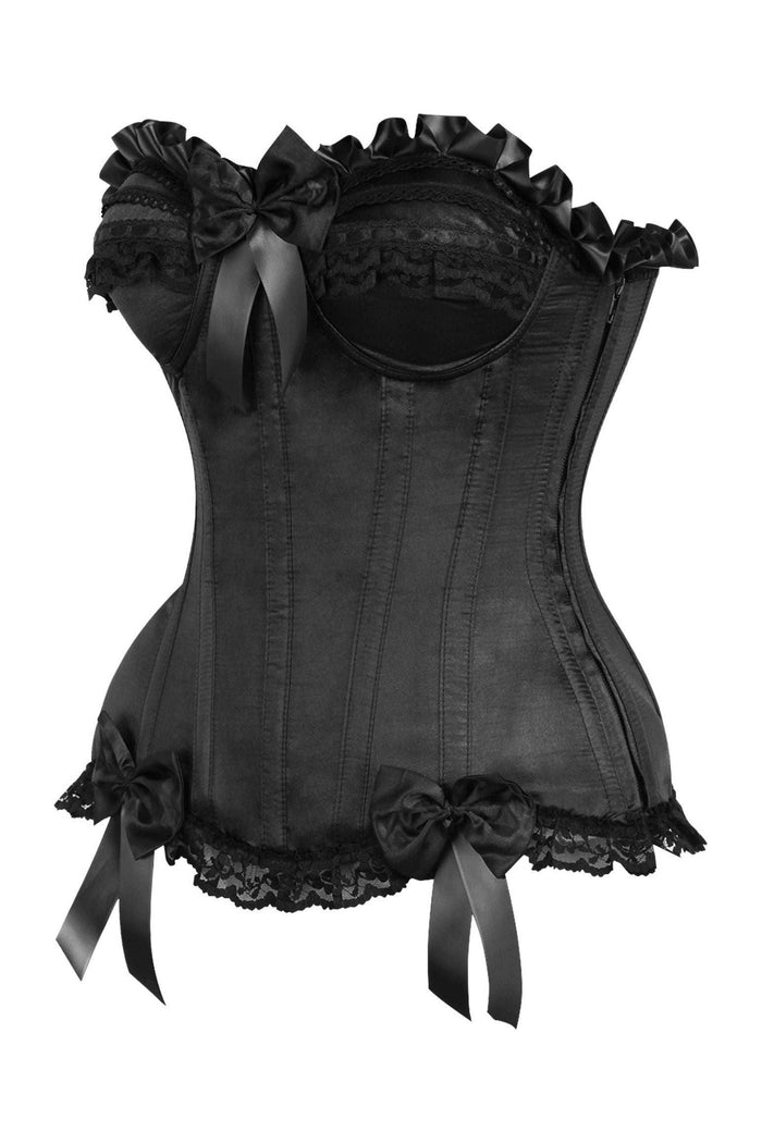 Daisy Beachwear Top Drawer Black Satin Steel Boned Overbust Corset