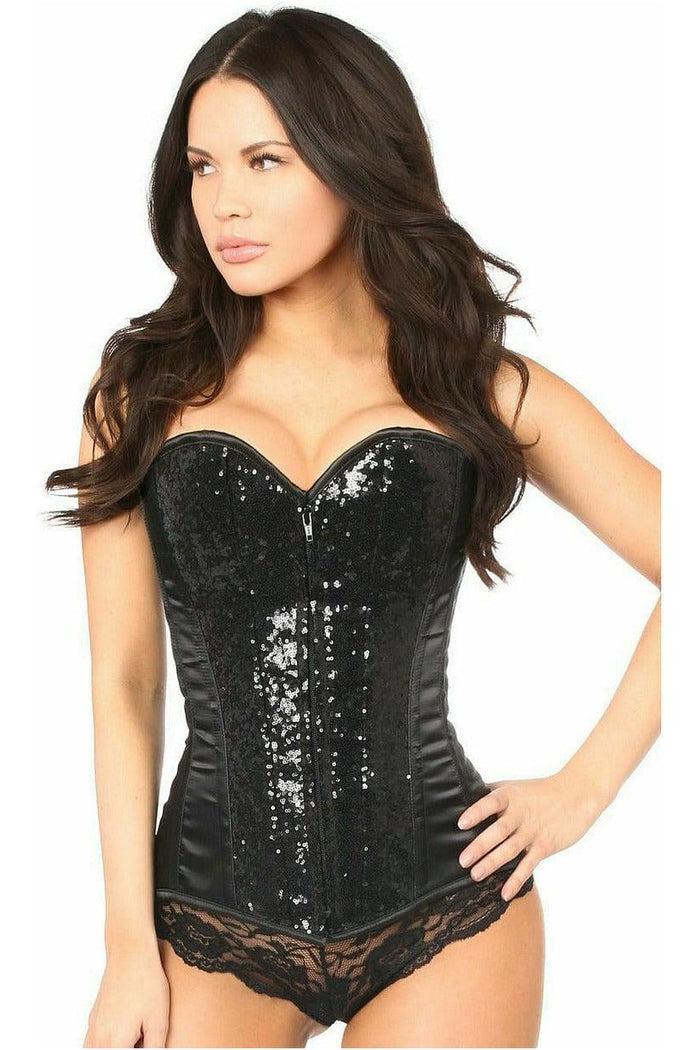 Daisy Beachwear Top Drawer Black Sequin Steel Boned Corset