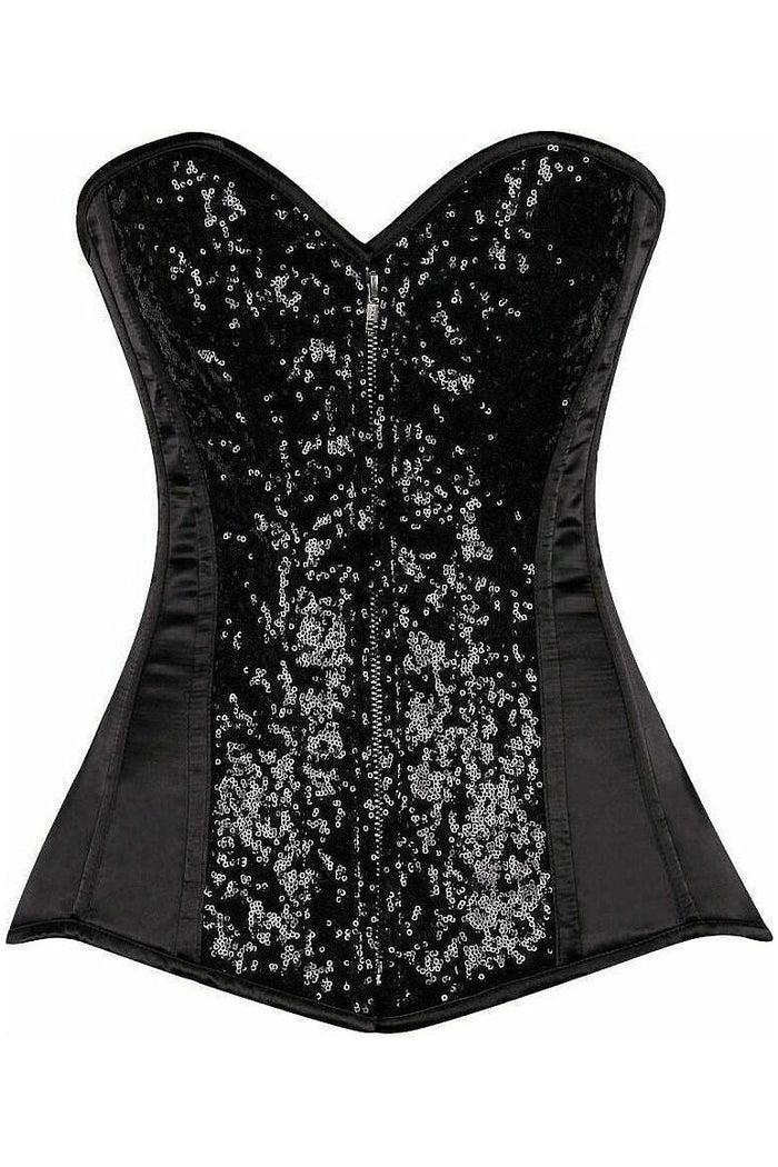 daisy beachwear Top Drawer Black Sequin Steel Boned Corset