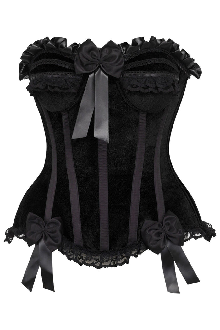 daisy beachwear Top Drawer Black Velvet Steel Boned Burlesque Corset