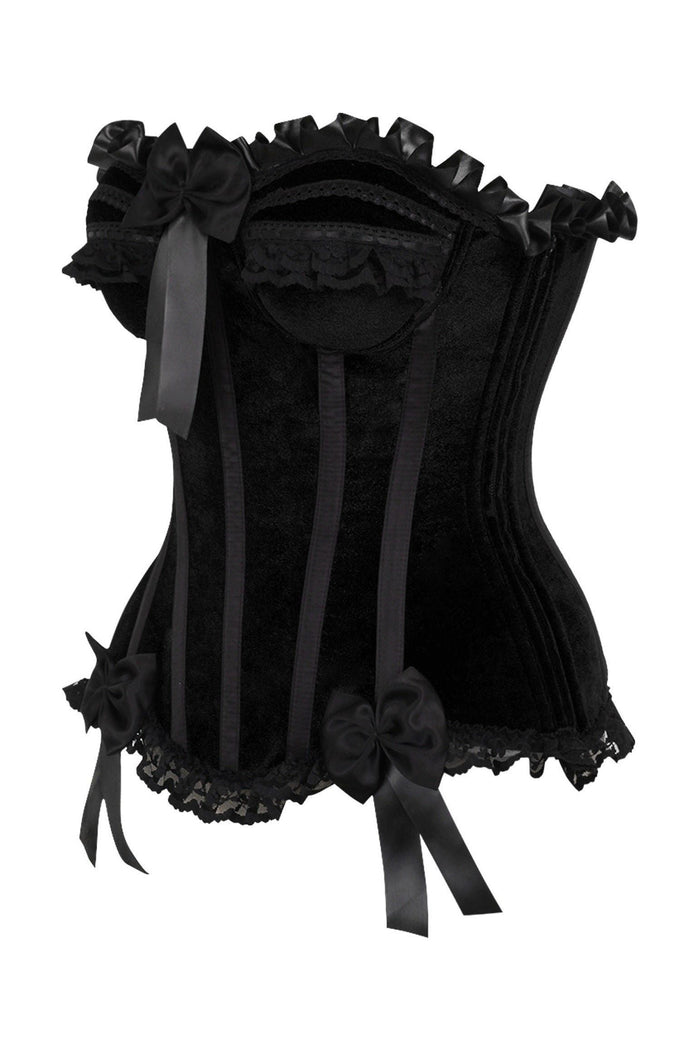 Daisy Beachwear Top Drawer Black Velvet Steel Boned Burlesque Corset