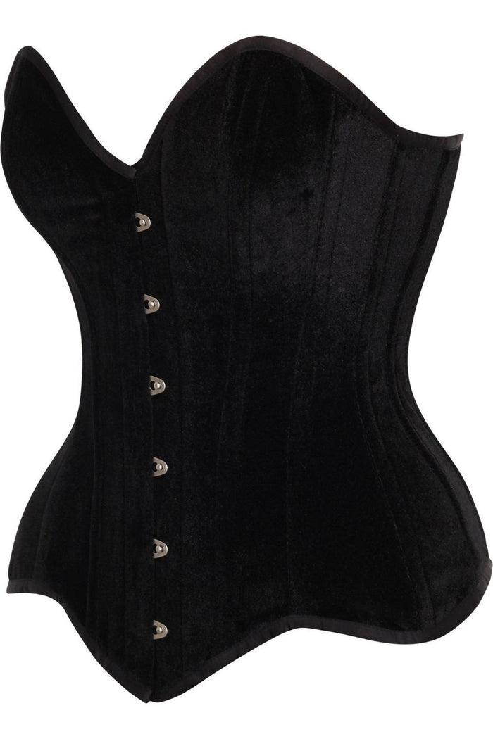 Daisy Beachwear Top Drawer Black Velvet Steel Boned Overbust Corset