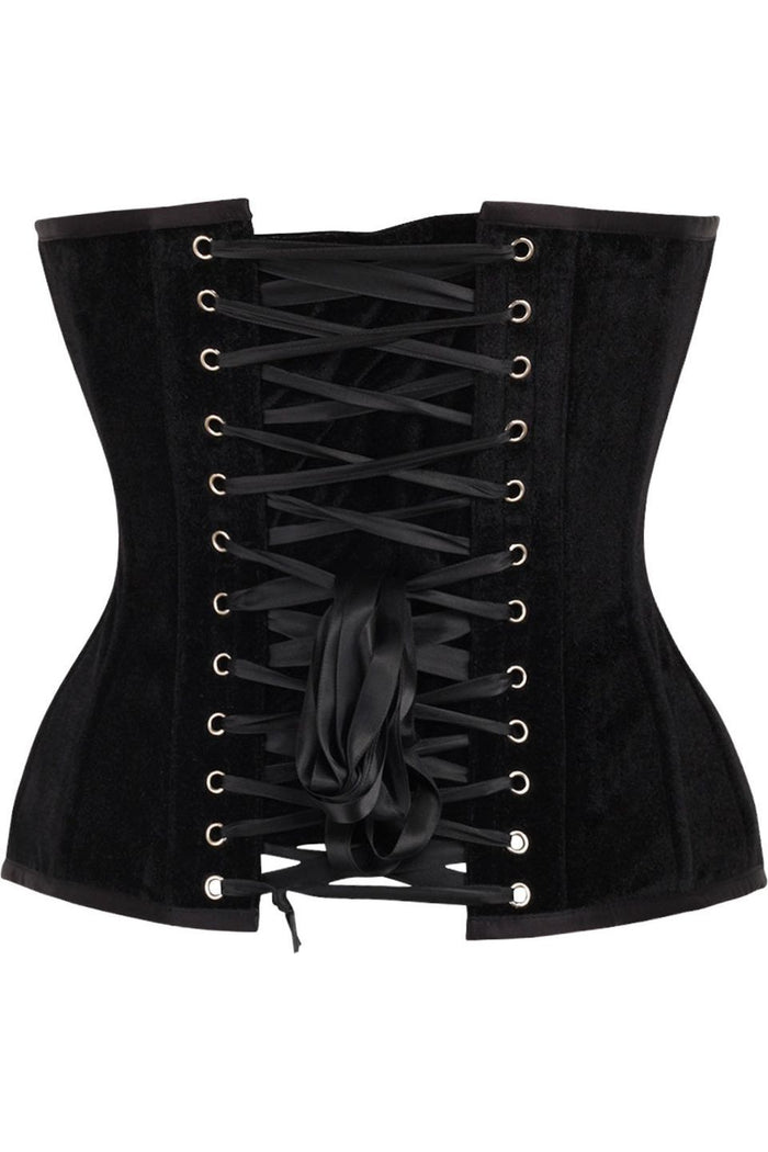 Daisy Beachwear Top Drawer Black Velvet Steel Boned Overbust Corset