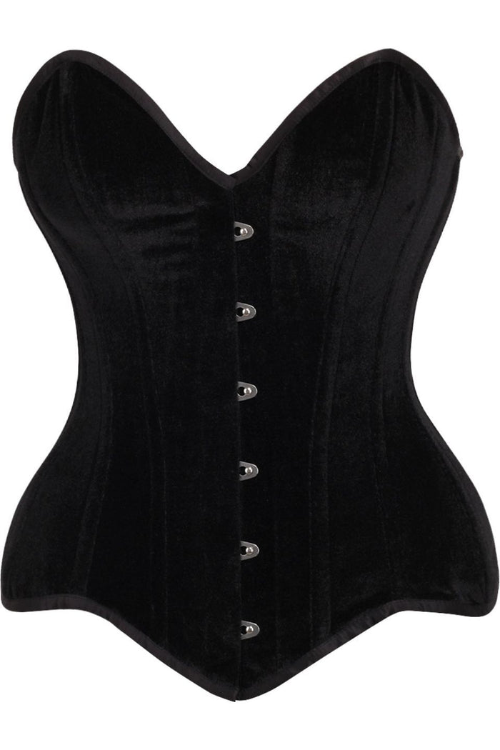 daisy beachwear Top Drawer Black Velvet Steel Boned Overbust Corset