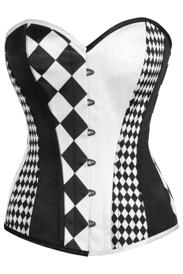 daisy beachwear Top Drawer Black/White Print Steel Boned Corset