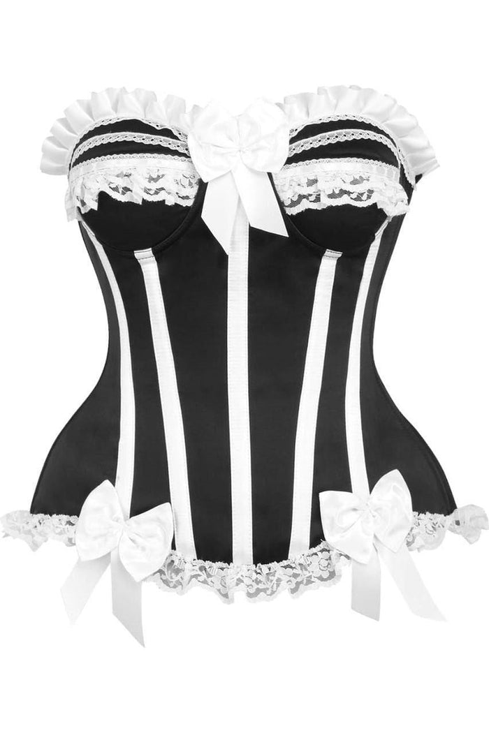 daisy beachwear Top Drawer Black/White Steel Boned Burlesque Corset