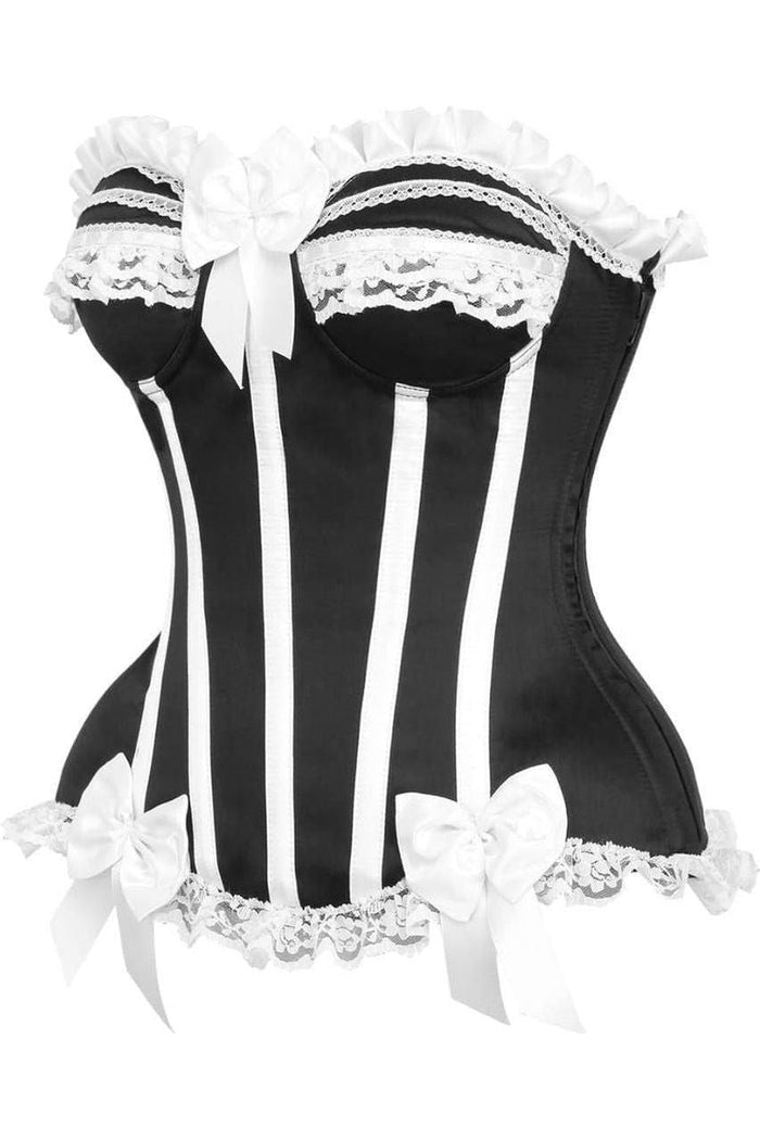 Daisy Beachwear Top Drawer Black/White Steel Boned Burlesque Corset