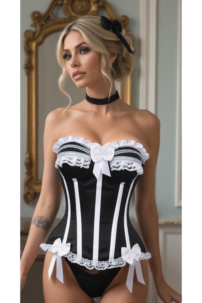 daisy beachwear Top Drawer Black/White Steel Boned Burlesque Corset