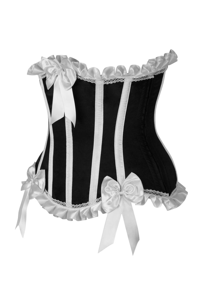 Daisy Beachwear Top Drawer Black/White Steel Boned Burlesque Underbust Corset Waist Cincher