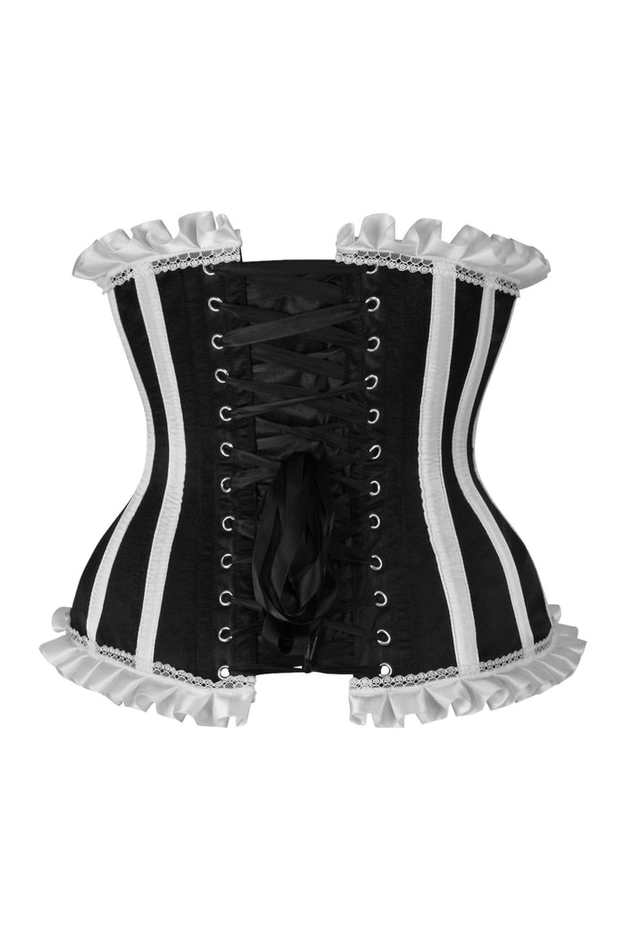 Daisy Beachwear Top Drawer Black/White Steel Boned Burlesque Underbust Corset Waist Cincher