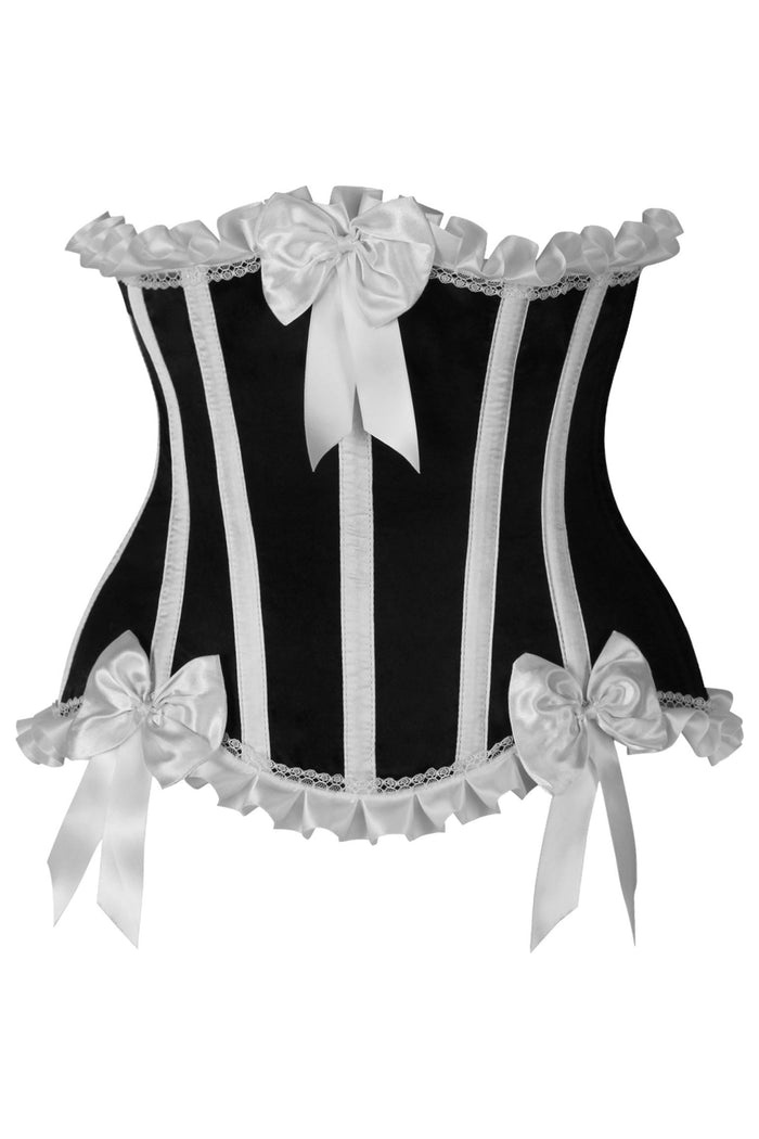 daisy beachwear Top Drawer Black/White Steel Boned Burlesque Underbust Corset Waist Cincher