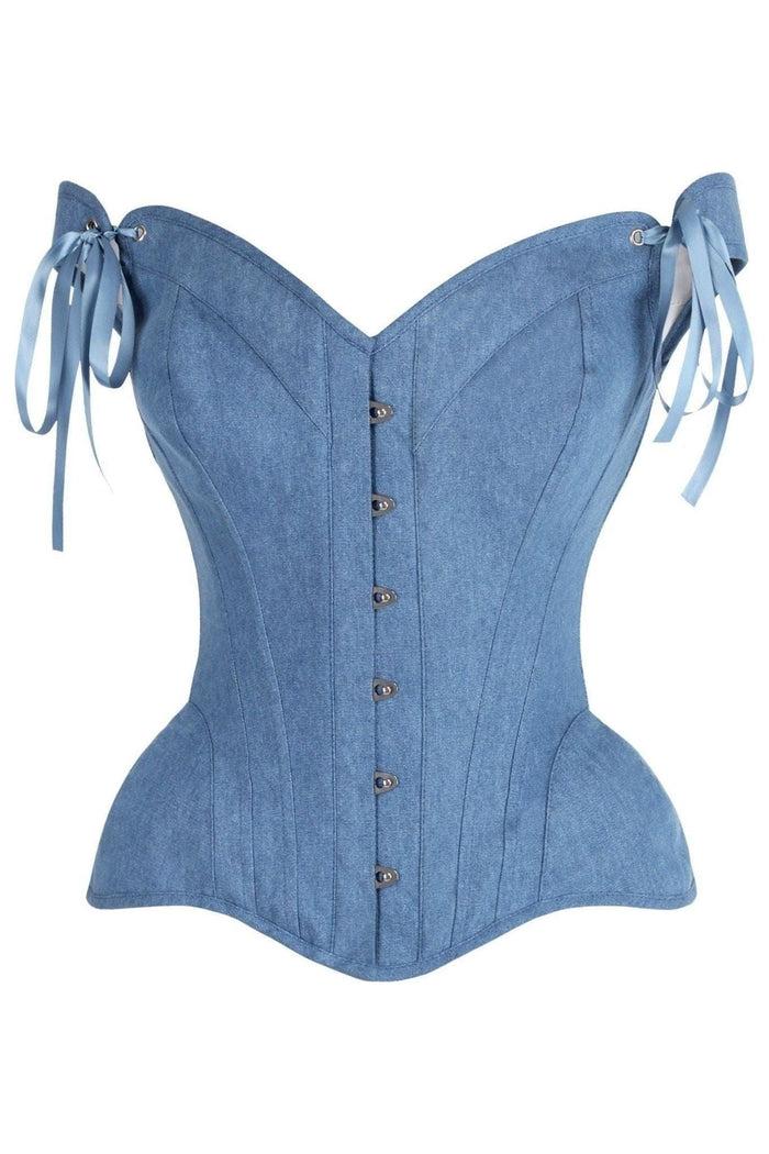 daisy beachwear Top Drawer Blue Denim Steel Boned Corset w/Straps
