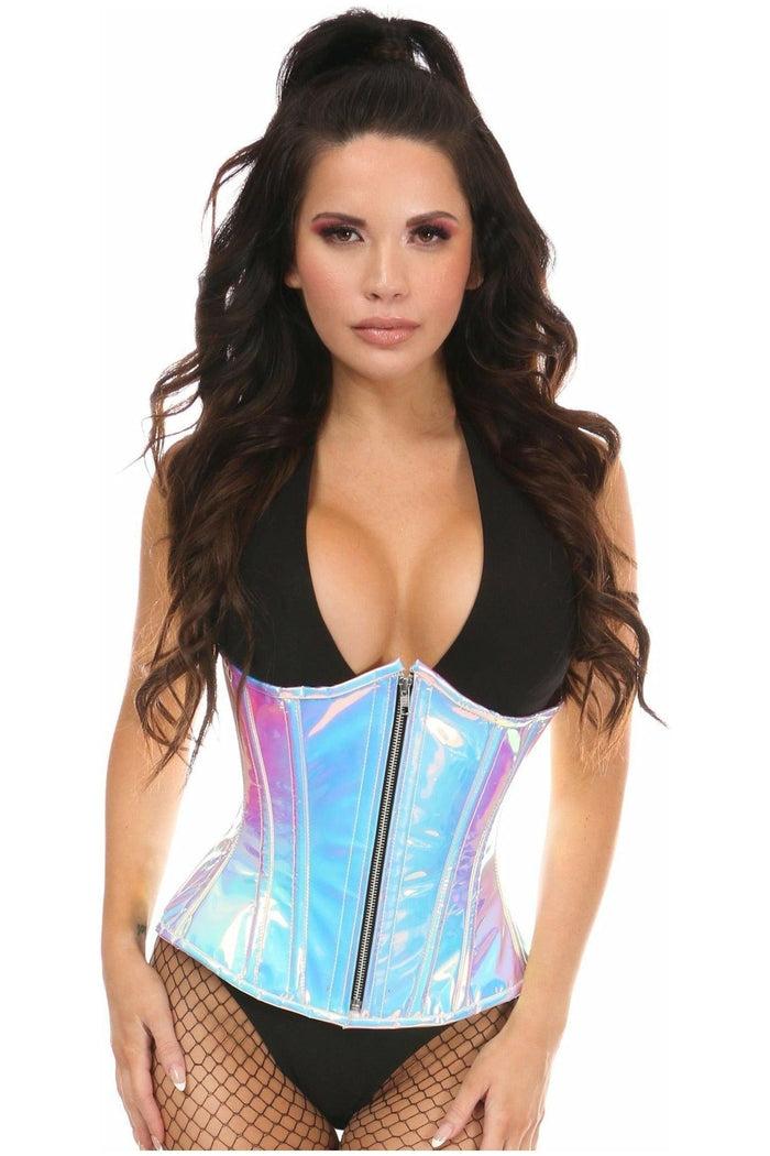 daisy beachwear Top Drawer Blue/Purple Holo Steel Boned Underbust Corset