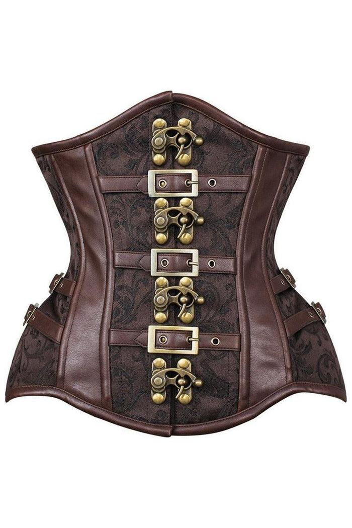 daisy beachwear Top Drawer Brown Brocade Steampunk Steel Boned Underbust Corset