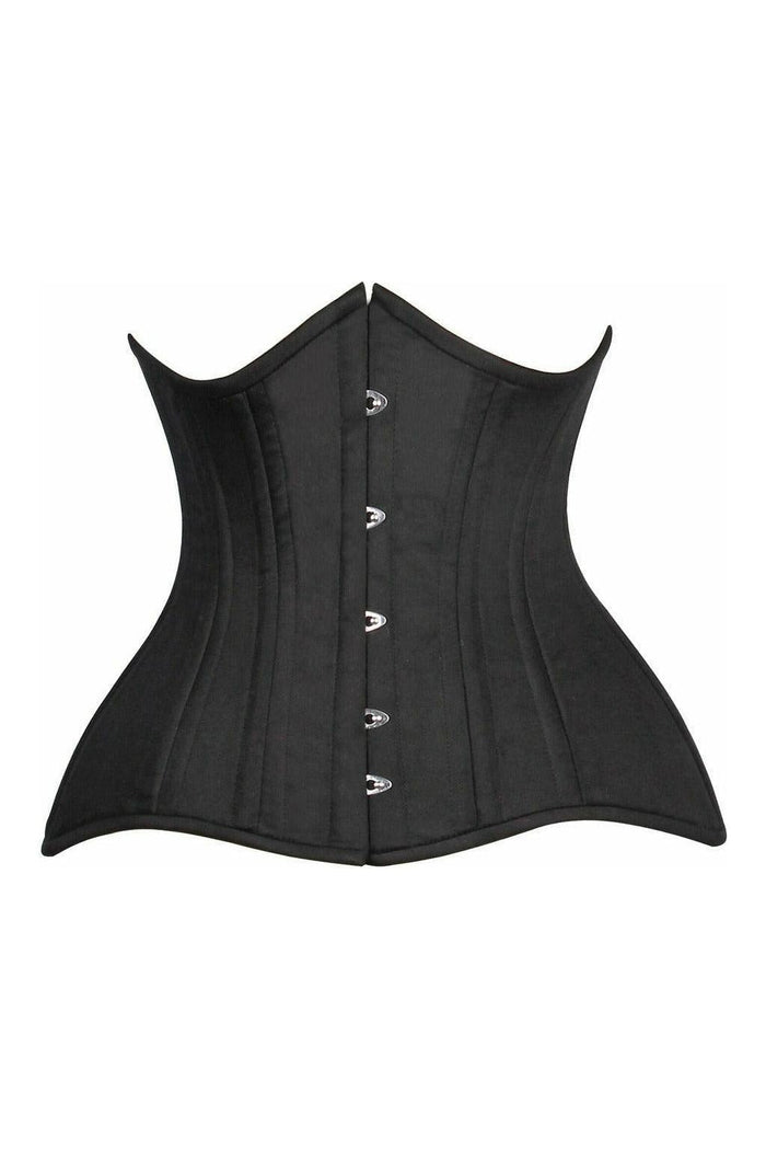 daisy beachwear Top Drawer CURVY Black Cotton Double Steel Boned Underbust Waist Cincher Corset
