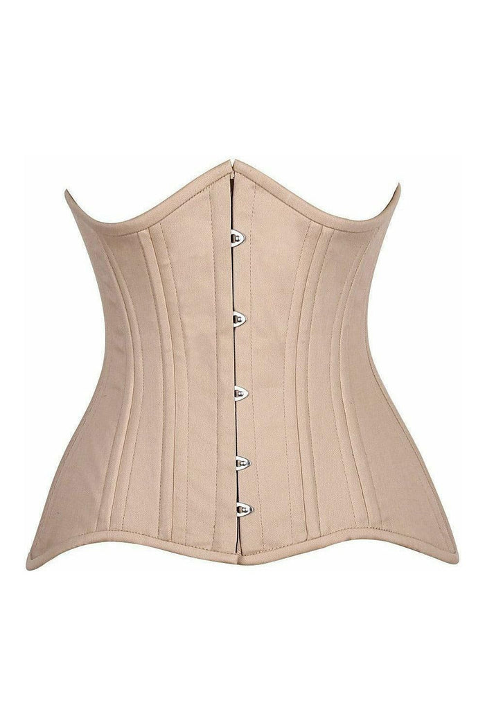 daisy beachwear Top Drawer CURVY Nude Cotton Double Steel Boned Underbust Waist Cincher Corset