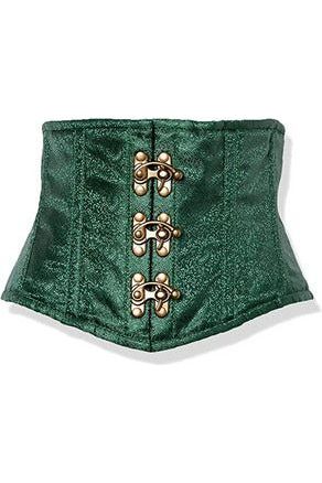 daisy beachwear Top Drawer Dark Green Brocade Steel Boned Mini Cincher w/Clasps