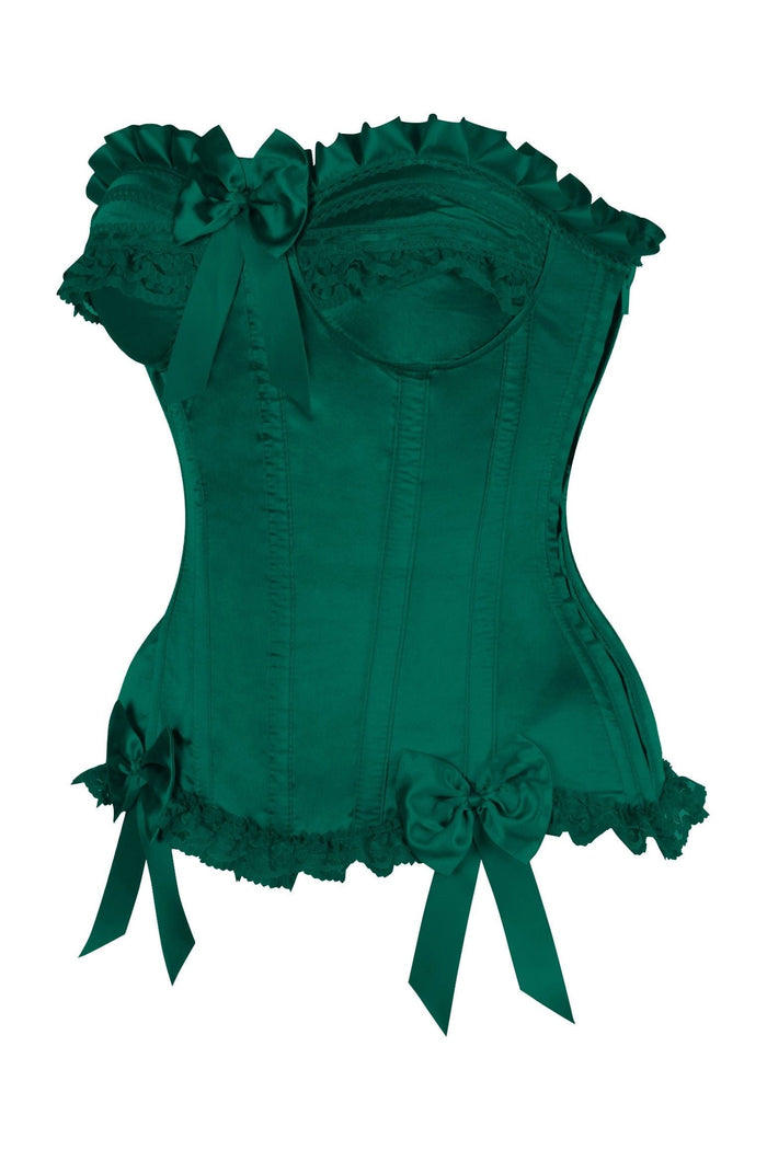 Daisy Beachwear Top Drawer Dark Green Satin Steel Boned Burlesque Corset