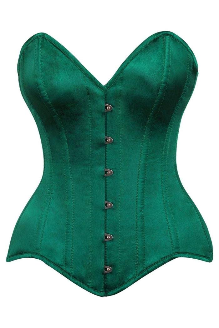 Daisy Beachwear Top Drawer Dark Green Satin Steel Boned Overbust Corset
