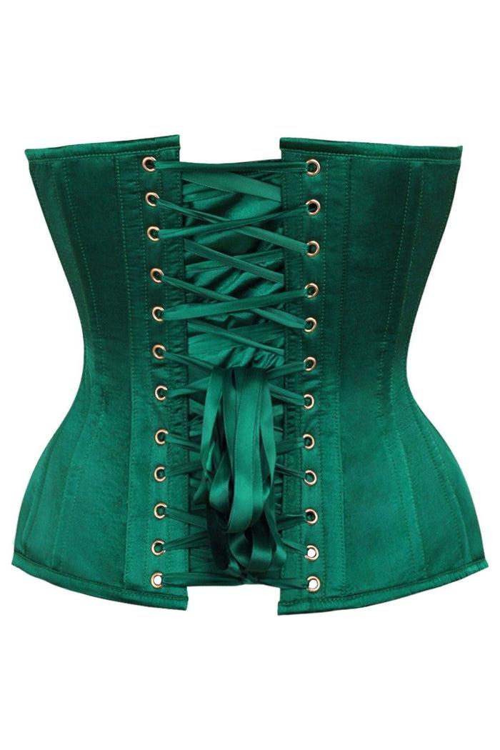Daisy Beachwear Top Drawer Dark Green Satin Steel Boned Overbust Corset