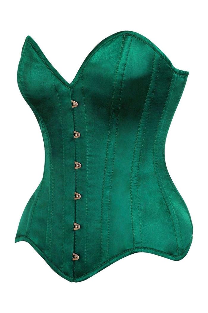 Daisy Beachwear Top Drawer Dark Green Satin Steel Boned Overbust Corset