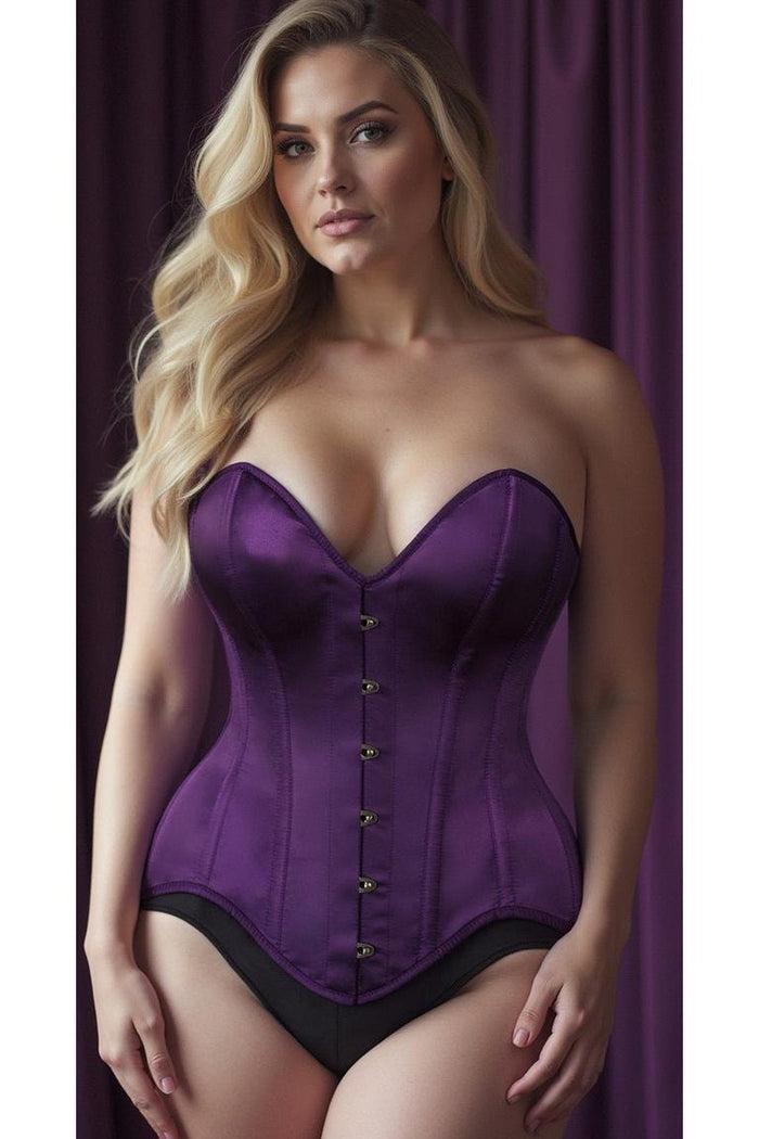 Daisy Beachwear Top Drawer Dark Purple Satin Steel Boned Overbust Corset