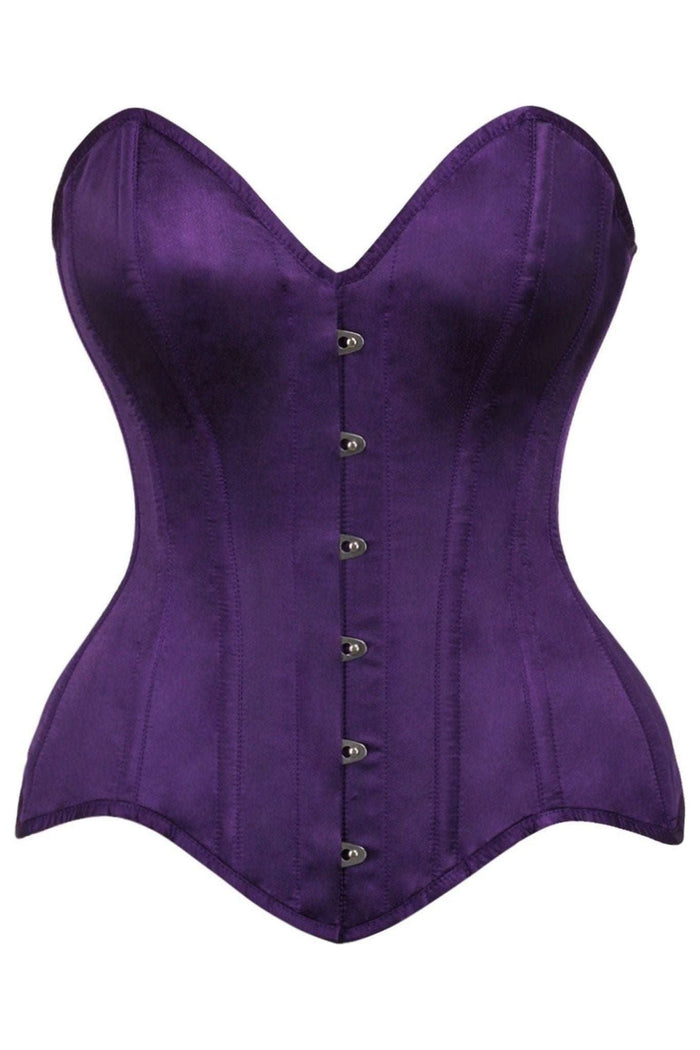Daisy Beachwear Top Drawer Dark Purple Satin Steel Boned Overbust Corset