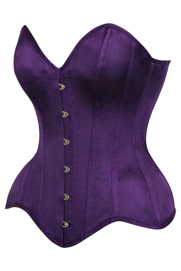 Daisy Beachwear Top Drawer Dark Purple Satin Steel Boned Overbust Corset