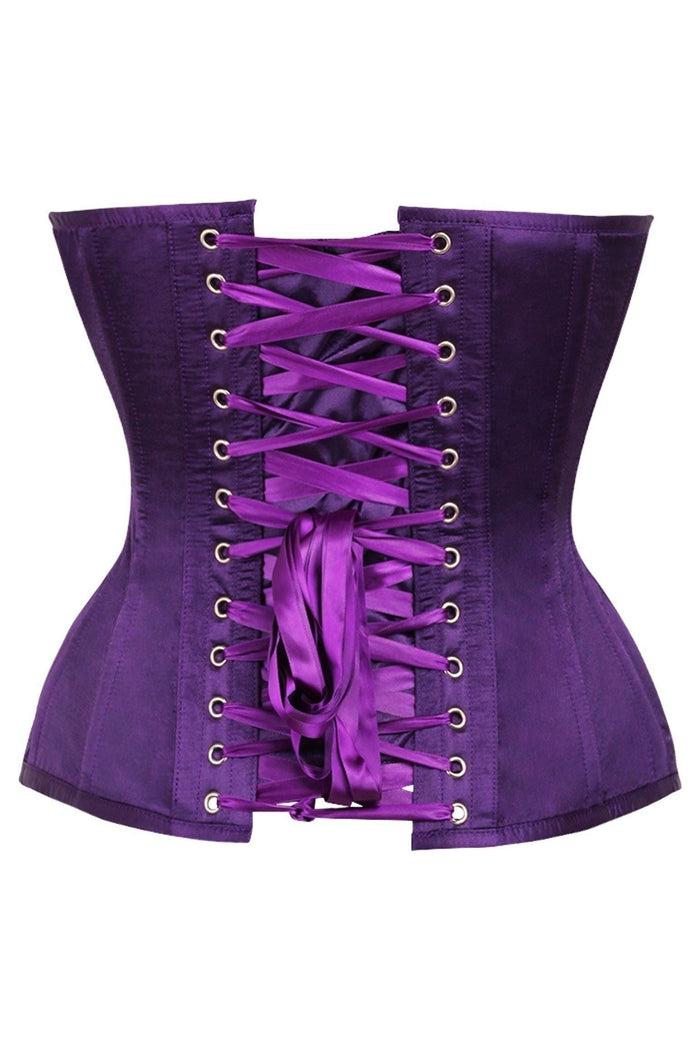 Daisy Beachwear Top Drawer Dark Purple Satin Steel Boned Overbust Corset