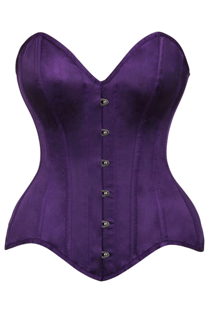 daisy beachwear Top Drawer Dark Purple Satin Steel Boned Overbust Corset