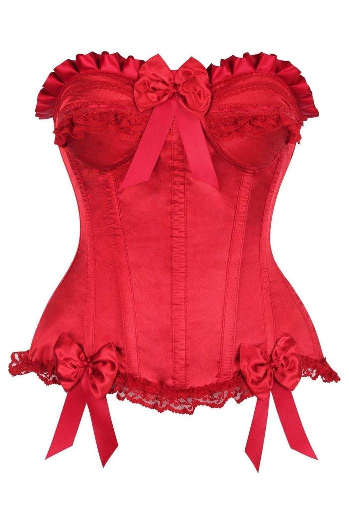 Daisy Beachwear Top Drawer Dark Red Satin Steel Boned Burlesque Corset