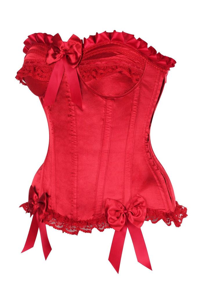 Daisy Beachwear Top Drawer Dark Red Satin Steel Boned Burlesque Corset