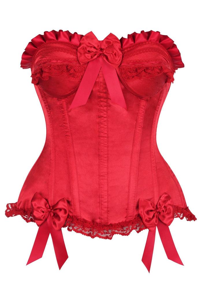 daisy beachwear Top Drawer Dark Red Satin Steel Boned Burlesque Corset
