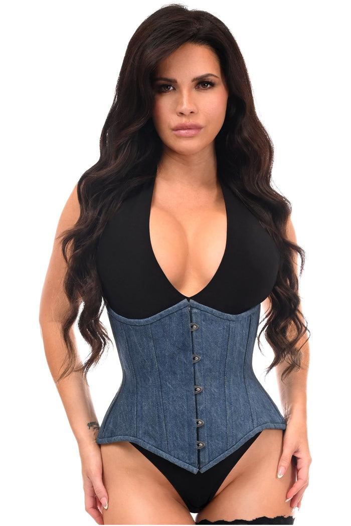daisy beachwear Top Drawer Denim Double Steel Boned Waist Training Corset Cincher