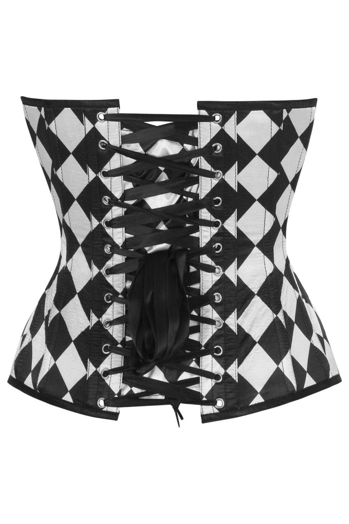 Daisy Beachwear Top Drawer Diamond Print Satin Steel Boned Overbust Corset