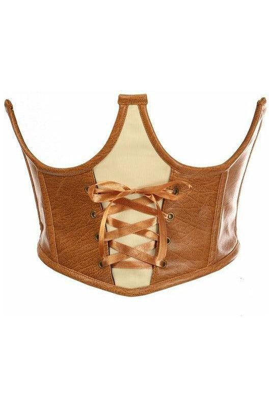 daisy beachwear Top Drawer Faux Leather Steel Boned Lace-Up Open Cup Waist Cincher