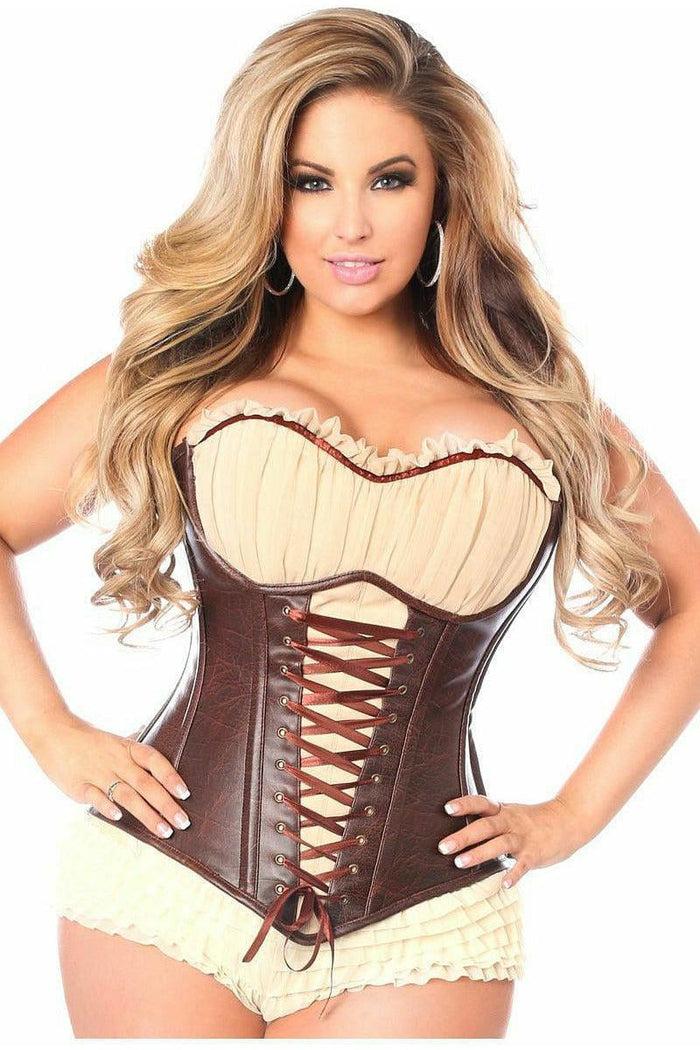 daisy beachwear Top Drawer Faux Leather Steel Boned Ren Faire Corset