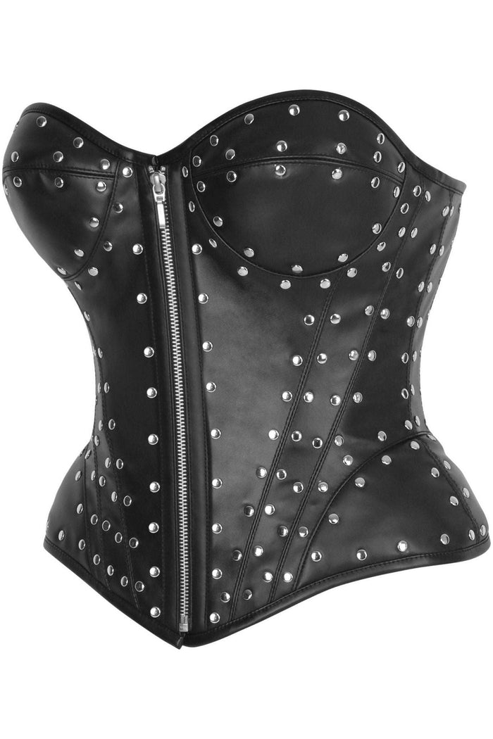 Daisy Beachwear Top Drawer Faux Leather W/Rivets Steel Boned Underwire Bustier Corset Top