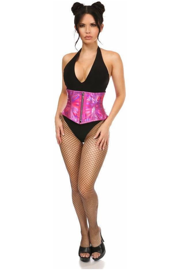 Daisy Beachwear Top Drawer Fuchsia Holo Steel Boned Mini Cincher