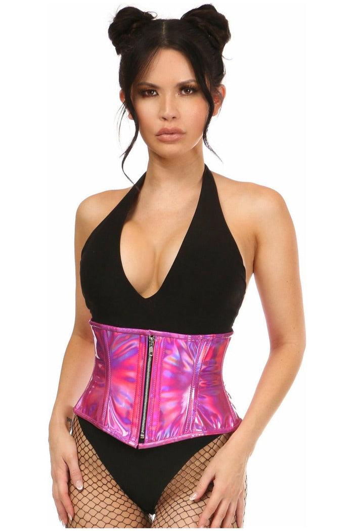 daisy beachwear Top Drawer Fuchsia Holo Steel Boned Mini Cincher