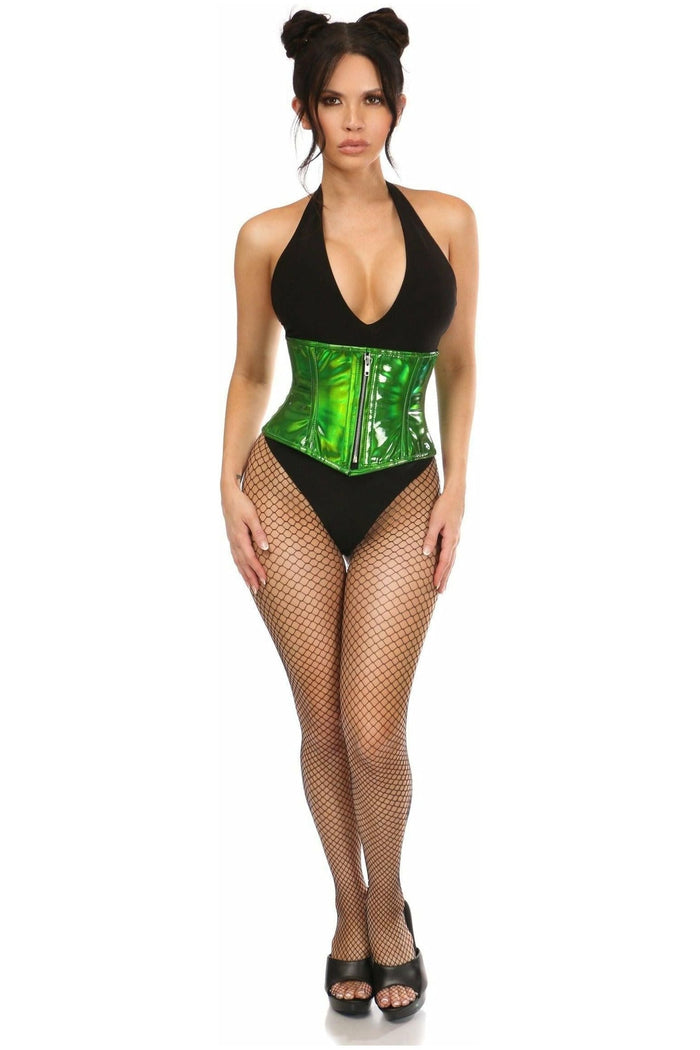 Daisy Beachwear Top Drawer Green Holo Steel Boned Mini Cincher