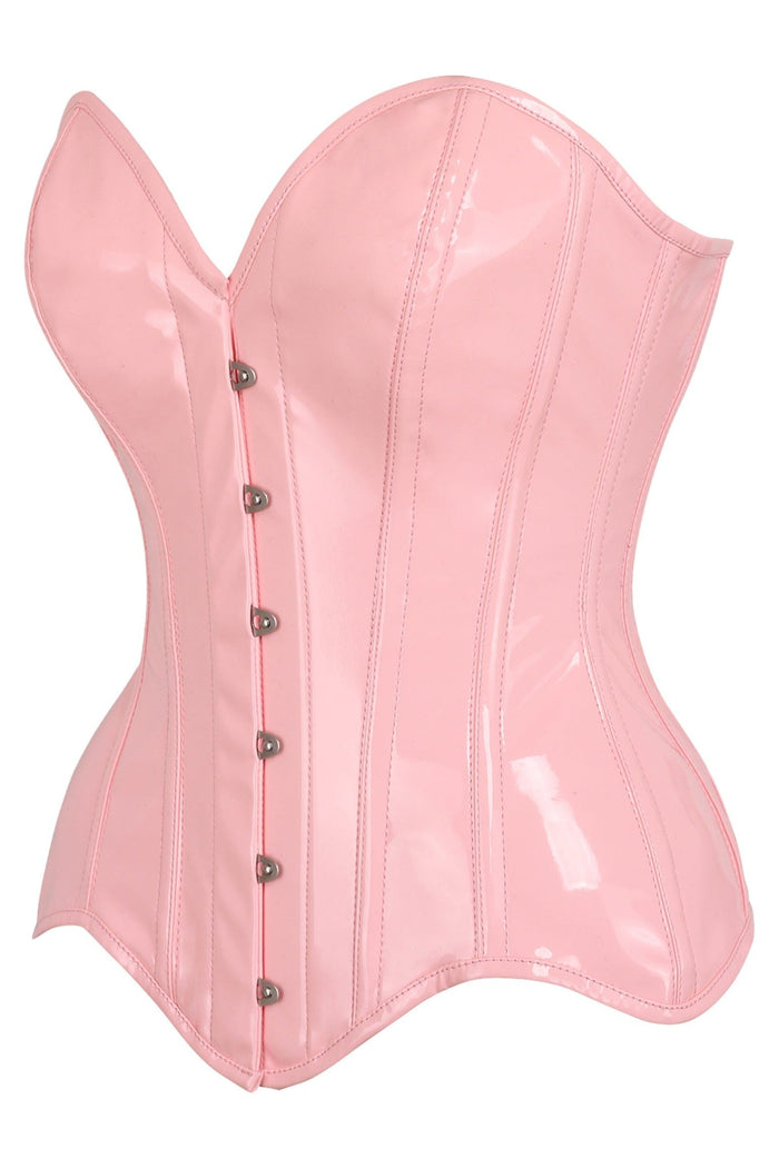 Daisy Beachwear Top Drawer Lt Pink Patent Leather Steel Boned Overbust Corset