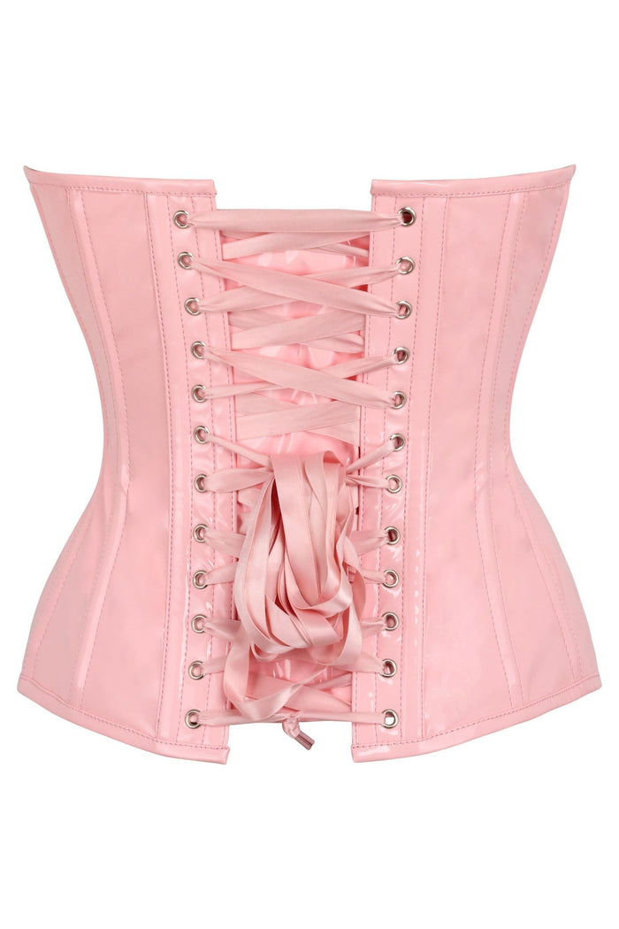 Daisy Beachwear Top Drawer Lt Pink Patent Leather Steel Boned Overbust Corset