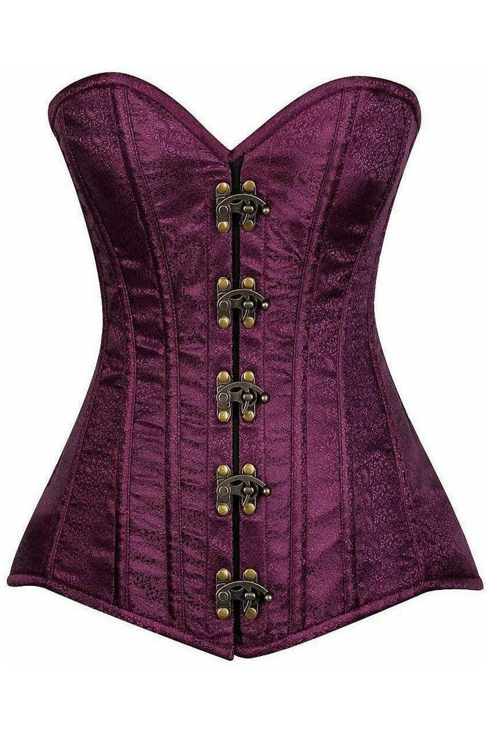 daisy beachwear Top Drawer Plum Brocade Steel Boned Corset w/Clasp Closure